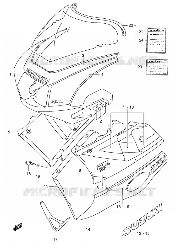 KUIP - ETIKETTEN (GSX-R400RFM) Suzuki MOTO 400 GSX-R 1990  GSX-R400RFL(E30)