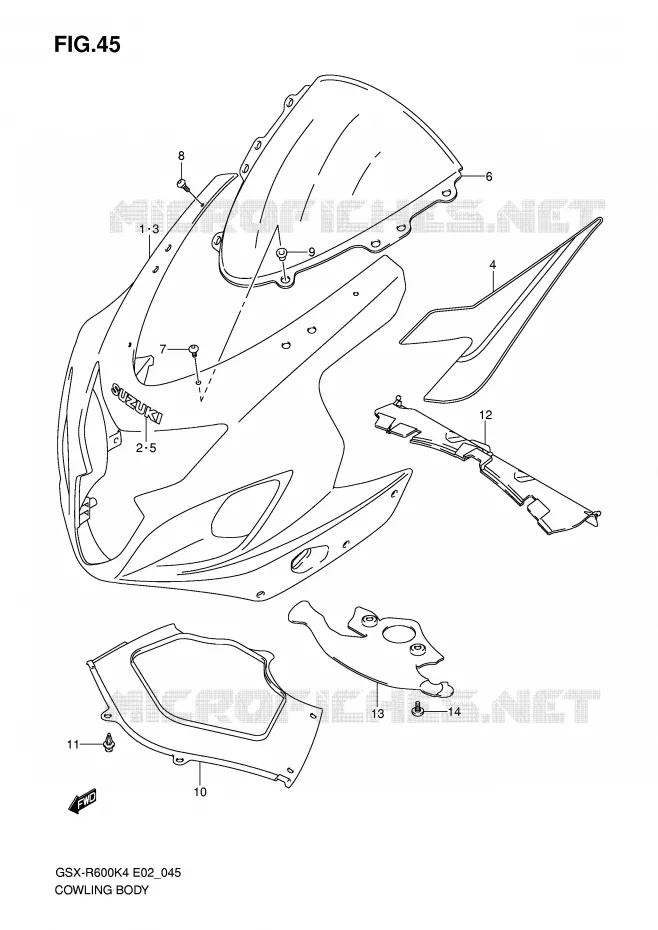 KUIP - ETIKETTEN (GSX-R600K4/K5) Suzuki MOTO 600 GSX-R 2004  GSX-R600U3K4(E2)