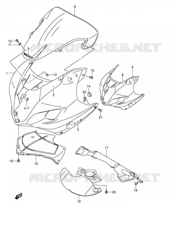 KUIP - ETIKETTEN (MODELE K3) Suzuki MOTO 1000 GSX-R 2004  GSX-R1000K4(E2)