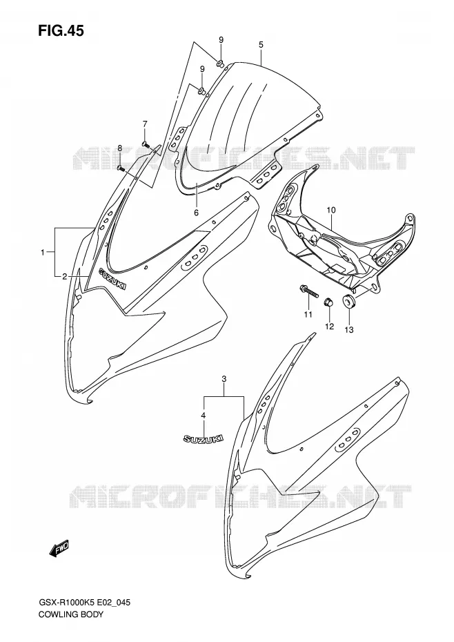 KUIP - ETIKETTEN (MODELE K5) Suzuki MOTO 1000 GSX-R 2005  GSX-R1000U2K5(E2)