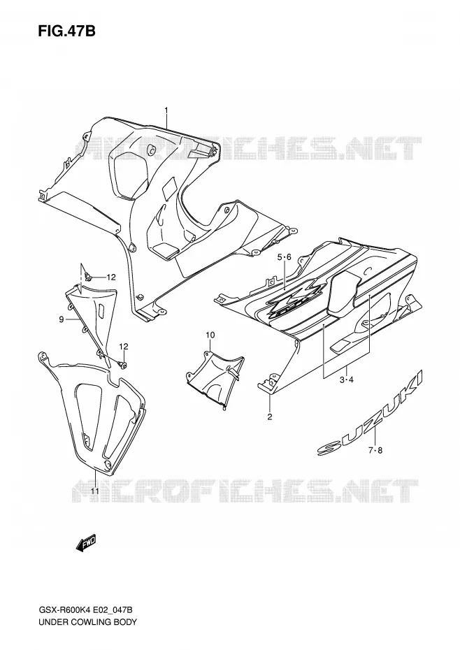 ONDER COWLING (GSX-R600XK5) Suzuki MOTO 600 GSX-R 2004  GSX-R600U2K4(E2)