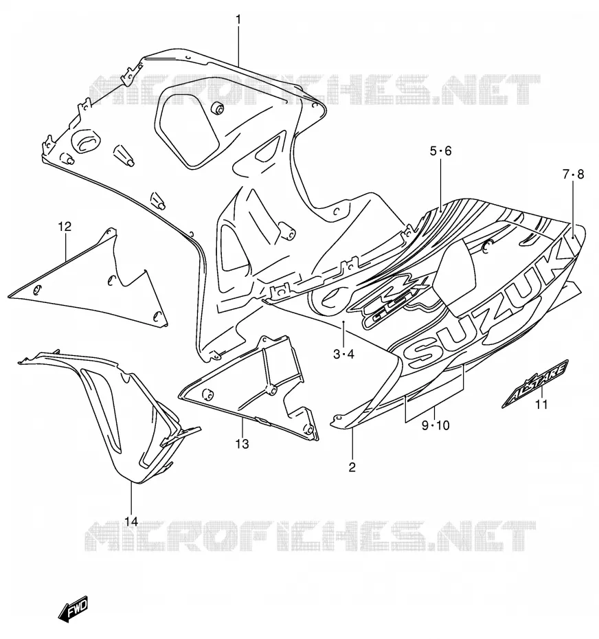 ONDER COWLING (GSX-R600ZK3) Suzuki MOTO 600 GSX-R 2002  GSX-R600U1K2(E2)