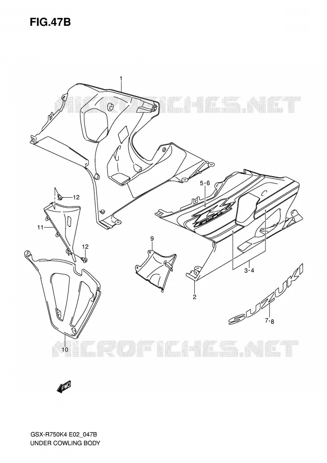 ONDER COWLING (GSX-R750XK5) Suzuki MOTO 750 GSX-R 2005  GSX-R750XK5(E2)
