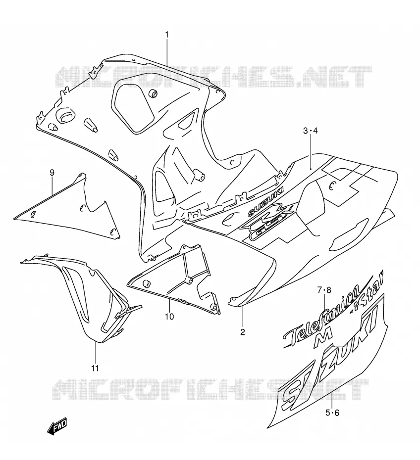 ONDER COWLING (MODELE K2 FOR YC2) Suzuki MOTO 600 GSX-R 2001  GSX-R600U2K1(E2)