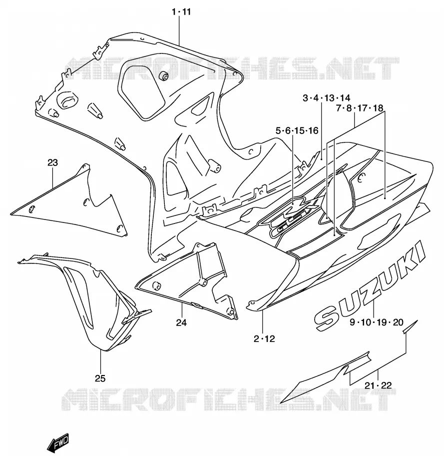 ONDER COWLING (MODELE K2) Suzuki MOTO 600 GSX-R 2001  GSX-R600U1K1(E2)