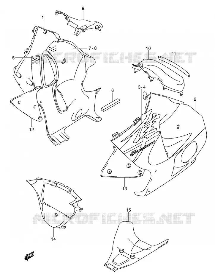 ONDER COWLING (MODELE K3) Suzuki MOTO 1300 HAYABUSA 2000  GSX1300RU2Y(E2)