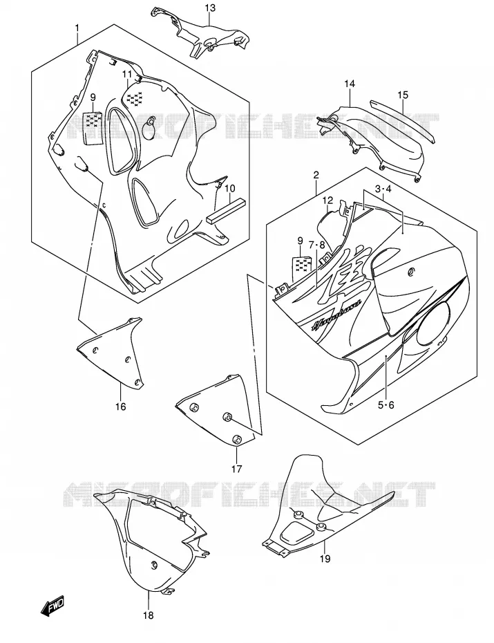 ONDER COWLING (MODELE K5) Suzuki MOTO 1300 HAYABUSA 2007  GSX1300RU2ZK7(E2)