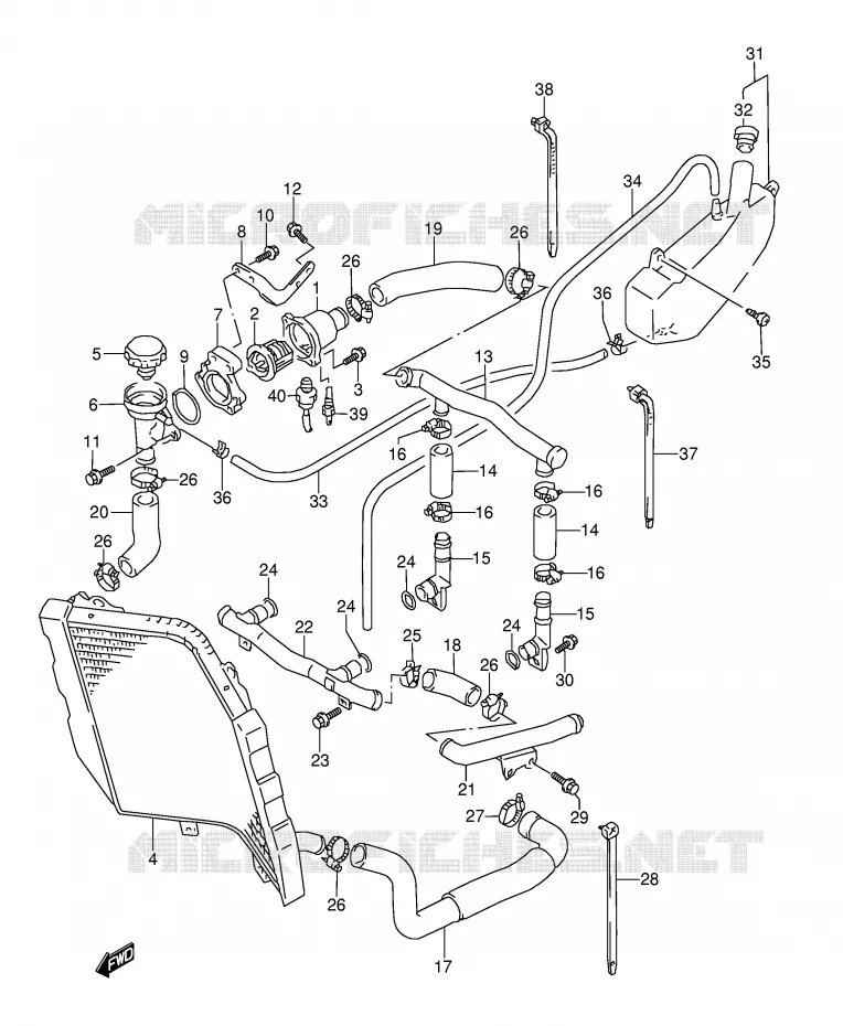 RADIATOR SLANG (MODELE S/T/V/W) Suzuki MOTO 1100 GSX-R 1994  GSX-R1100WR(E28)