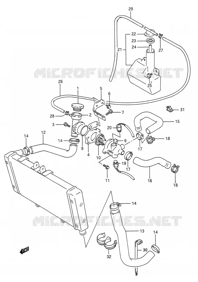 RADIATOR SLANG Suzuki MOTO 400 BANDIT-N 1993  GSF400P(E28)