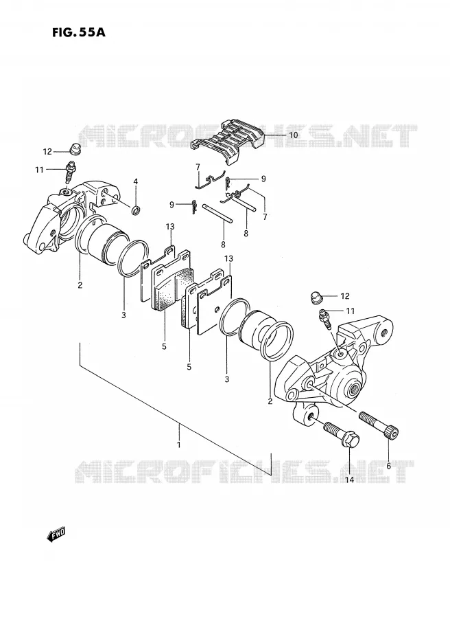 REAR CALIPER (MODELE P/R) Suzuki MOTO 1100 GSX-F 1993  GSX1100FP(E2)
