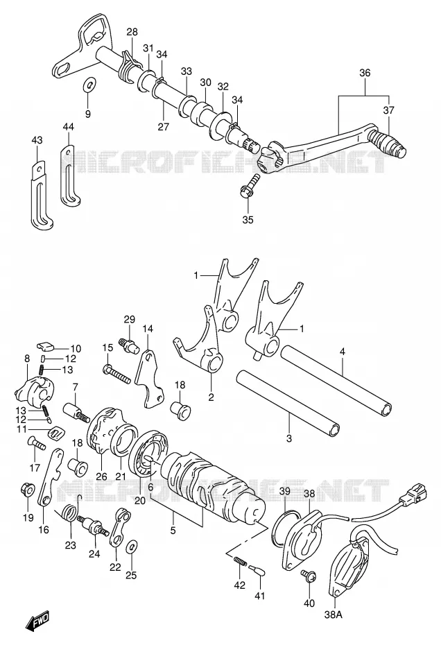 SCHAKELEN ASSY (MODELE T/V/W) Suzuki MOTO 1100 GSX-R 1997  GSX-R1100WV(E2)