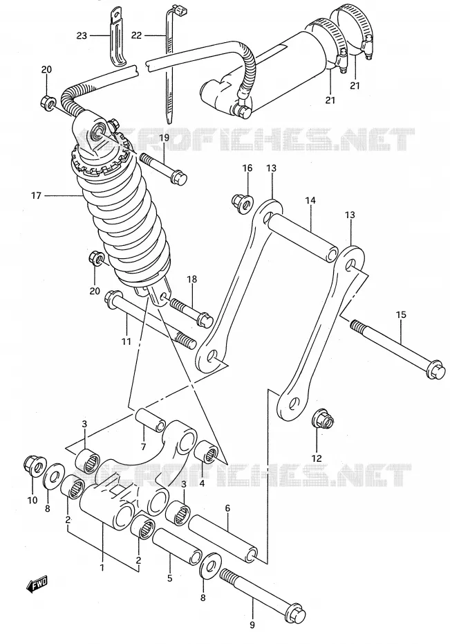SCHOKBREKER AANEENSCHAKELING (MODELE R/S) Suzuki MOTO 750 GSX-R 1993  GSX-R750WP(E28)