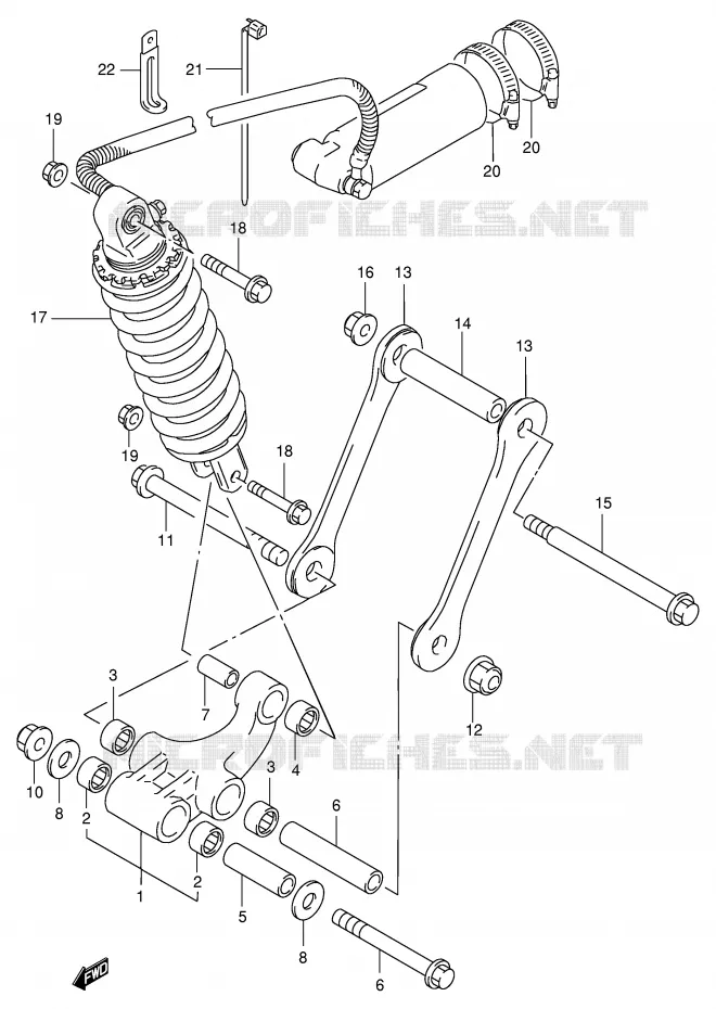 SCHOKBREKER AANEENSCHAKELING (MODELE S/T/V/W) Suzuki MOTO 1100 GSX-R 1993  GSX-R1100WP(E2)