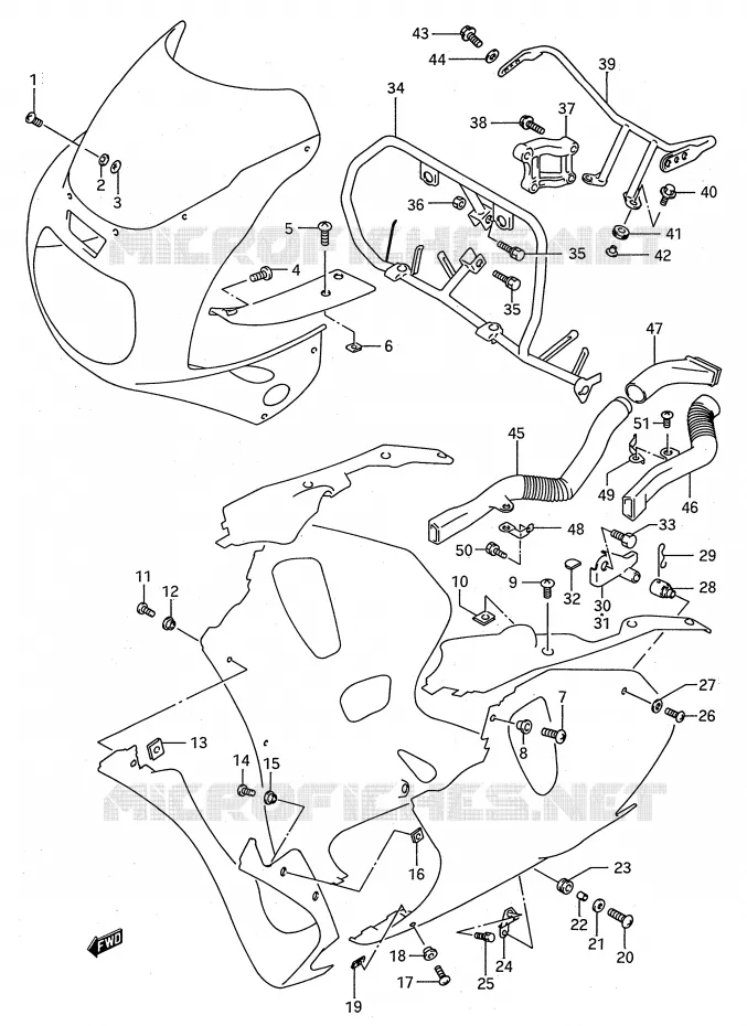 SIDE KUIP (MODELE N/P) Suzuki MOTO 750 GSX-R 1994  GSX-R750WR(E28)