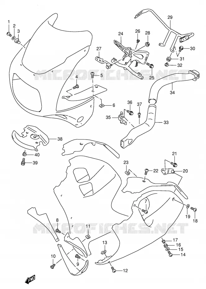 SIDE KUIP (MODELE S/T/V/W) Suzuki MOTO 1100 GSX-R 1993  GSX-R1100WP(E2)