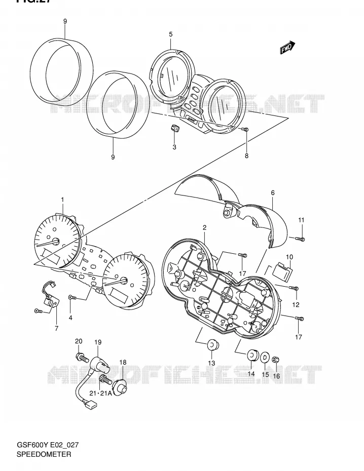 SNELHEIDSMETER (GSF600SY/SUY/SK1/SK2/SK3/SK4/SUK1/SUK2/SUK3/SUK4) Suzuki MOTO 600 BANDIT 2001  GSF600K1(E2)