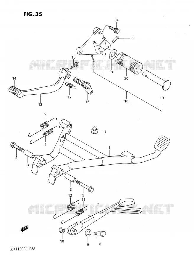 STAND - ACHTER REMPEDAAL Suzuki MOTO 1100 GSX-G 1993  GSX1100GP(E28)