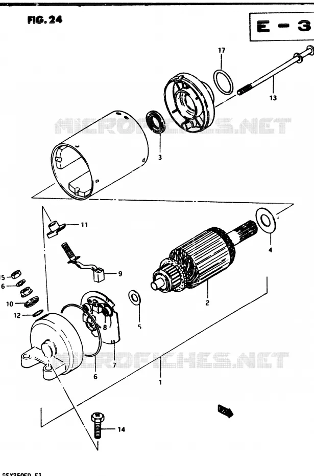 STARTMOTOR (MODELE D) Suzuki MOTO 250 GSX 1982  GSX250SZ(Z/D)