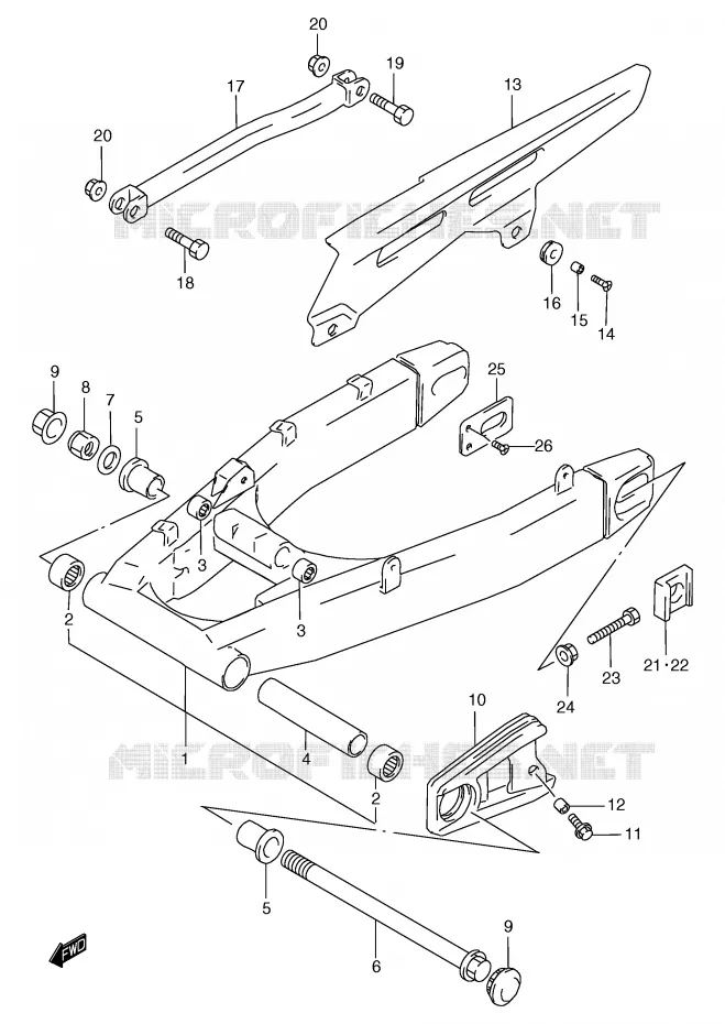 SWINGARM (GSF1200SAV/SAW/SAX/SAY) Suzuki MOTO 1200 BANDIT 1999  GSF1200SAX(E2)