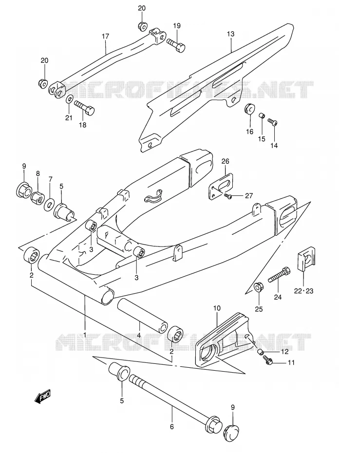 SWINGARM (GSF1200ST/SV/SW/SX/SY) Suzuki MOTO 1200 BANDIT 1997  GSF1200SV(E28)