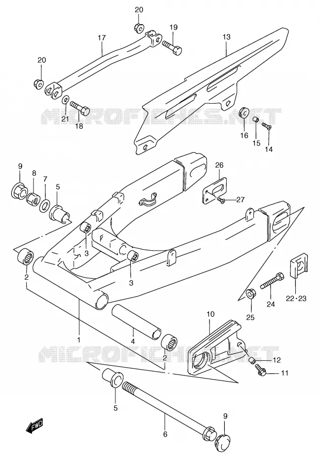 SWINGARM (GSF1200T/V/W/X/Y/ST/SV/SW/SX/SY) Suzuki MOTO 1200 BANDIT 1998  GSF1200SAW(E2)