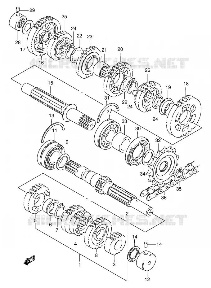 TRANSMISSION (GSX-R400RL/RM/RN/RP/RR) Suzuki MOTO 400 GSX-R 1991  GSX-R400RM(E30)