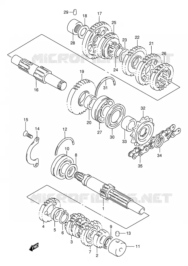 TRANSMISSION (MODELE N/P/R/T/V) Suzuki MOTO 250 GSX 1996  GSX250FT(E24)
