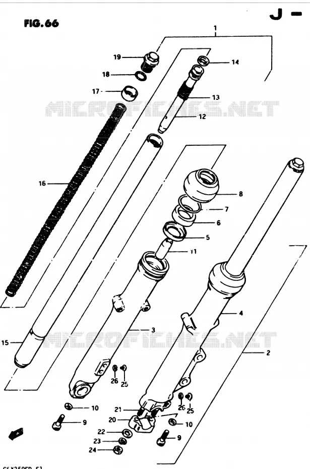VOORVORK (MODELE Z/D E24, GSX250SZ E24) Suzuki MOTO 250 GSX 1983  GSX250ED(Z/D)
