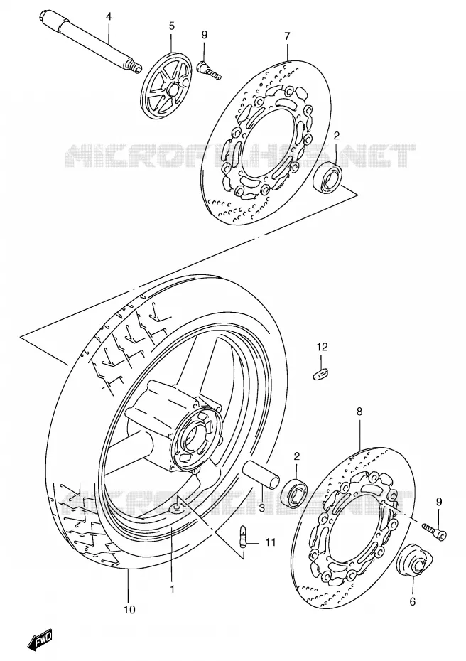 VOORWIEL (GSF1200SAV/SAW/SAX/SAY) Suzuki MOTO 1200 BANDIT 1997  GSF1200SAV(E2)