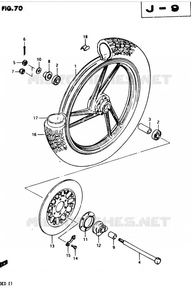 VOORWIEL (MODELE D) Suzuki MOTO 250 GSX 1982  GSX250EZ(Z/D)