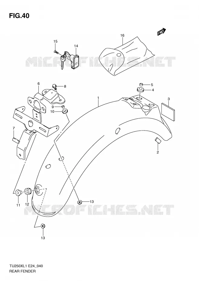 ACHTERSPATBORD Suzuki MOTO 250 TU 2011  TU250XL1(E24)