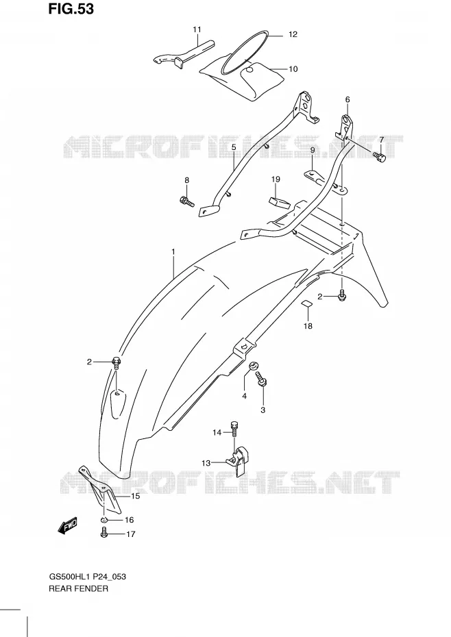 ACHTERSPATBORD Suzuki MOTO 500 GS-E 2011  GS500HL1(L1)