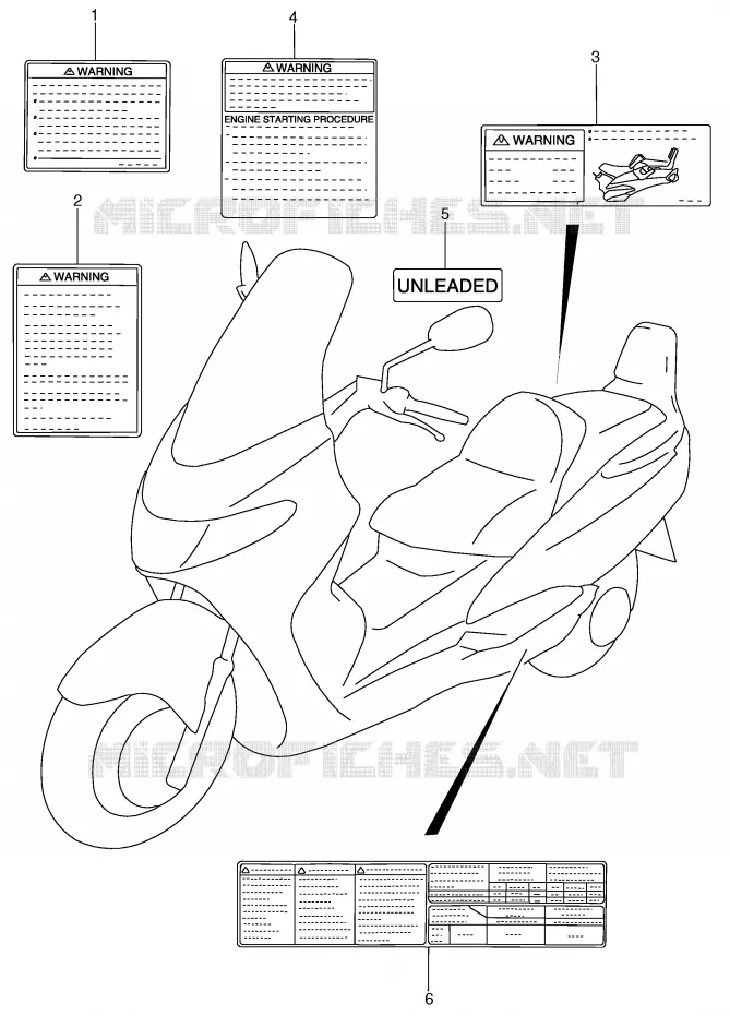 ETIKET (MODELE X) Suzuki SCOOTER 400 BURGMAN 2000  AN400Y(E2)