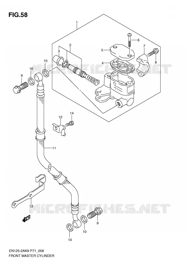FRONT HOOFDREMCILINDER (EN125-2AK9) Suzuki MOTO 125 EN 2009  EN125-2AK9(P71)