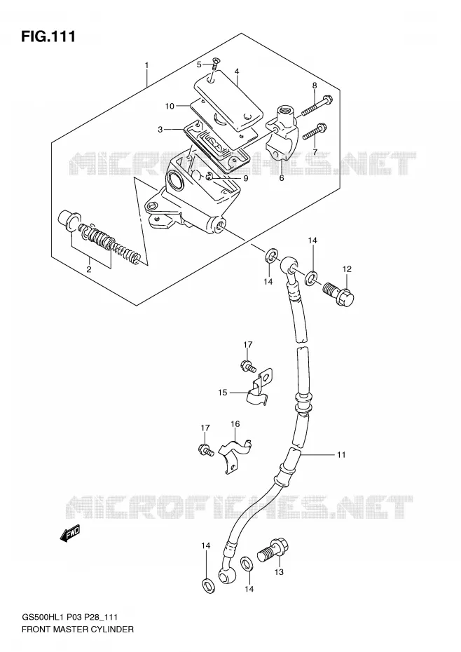 FRONT HOOFDREMCILINDER (GS500FH P28) Suzuki MOTO 500 GS-F 2011  GS500FHL1(P3)