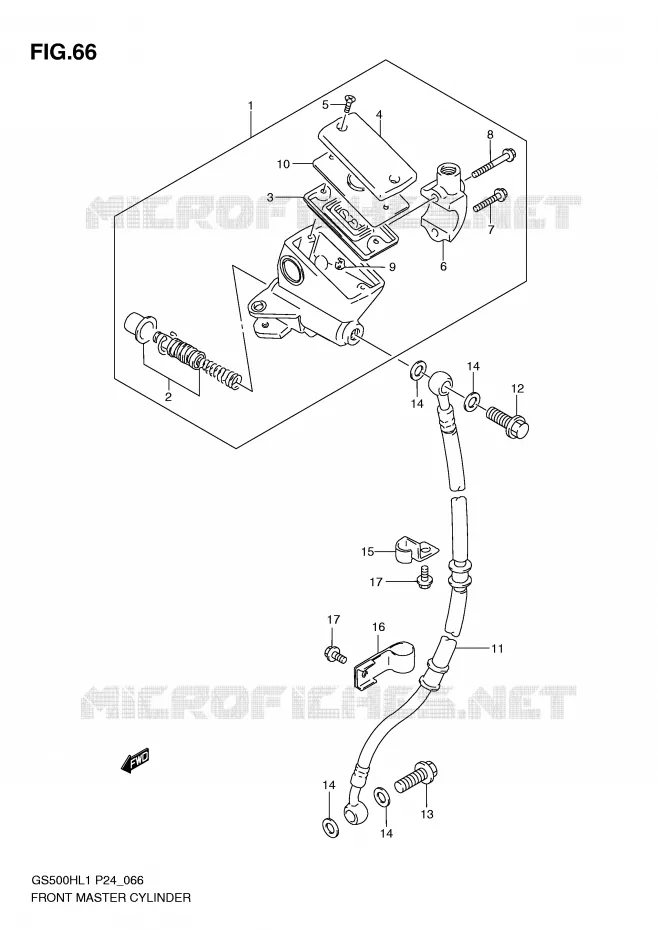 FRONT HOOFDREMCILINDER (GS500H) Suzuki MOTO 500 GS-E 2011  GS500HL1(L1)