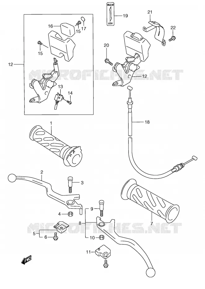 HANDGRIPS - LEVERS (MODELE W/X/Y) Suzuki SCOOTER 250 BURGMAN 1999  AN250X(E2)
