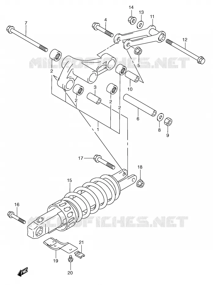 SCHOKBREKER AANEENSCHAKELING (MODELE Y) Suzuki SCOOTER 250 BURGMAN 2000  AN250RY(E2)