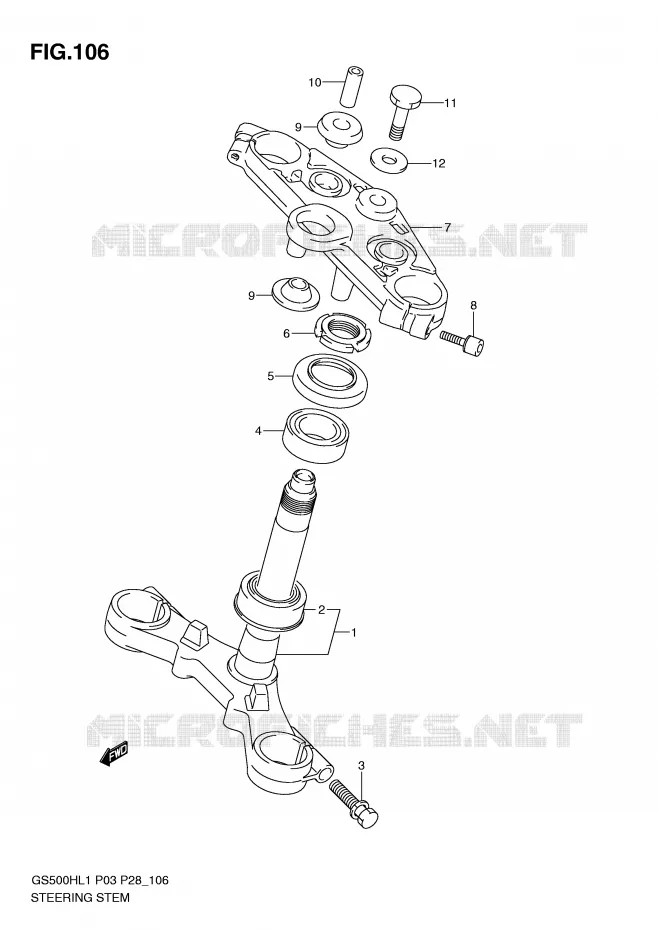 STUURKOLOM (GS500FH P33) Suzuki MOTO 500 GS-F 2011  GS500FHL1(P3)
