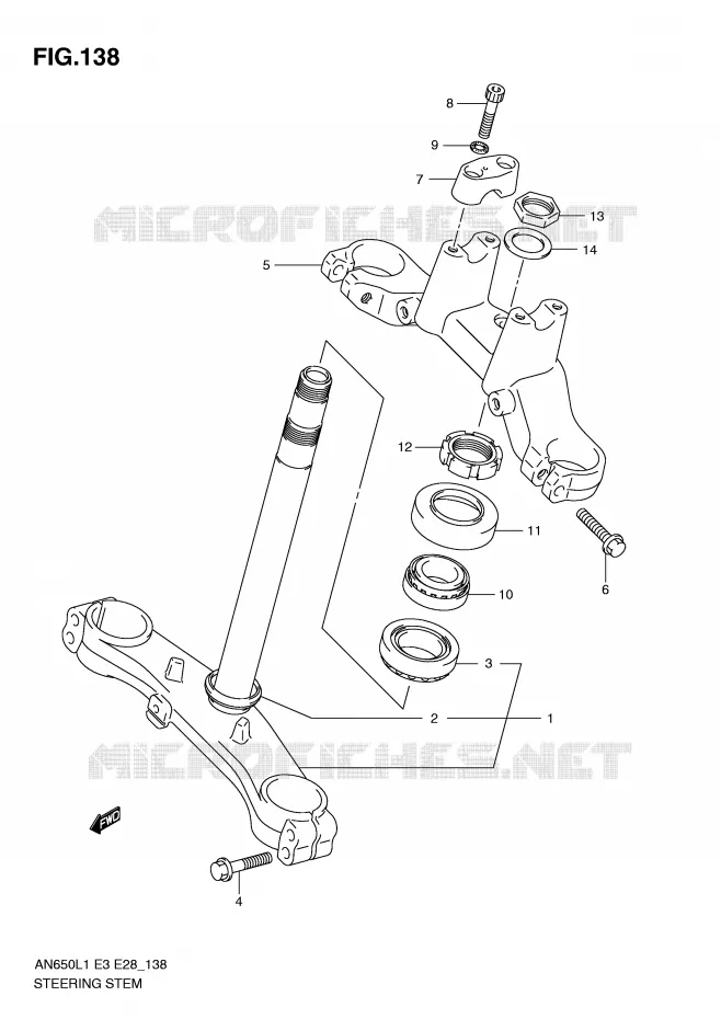 STUURKOLOM Suzuki SCOOTER 650 BURGMAN 2011  AN650L1(E3/E28)