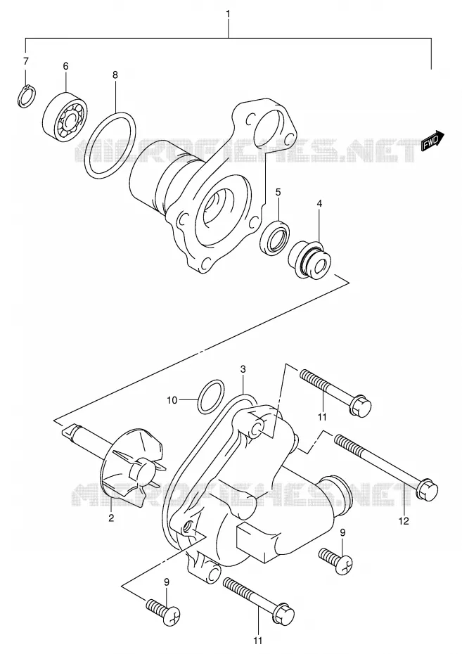 WATERPOMP (MODELE K1/K2) Suzuki SCOOTER 400 BURGMAN 2000  AN400Y(E2)
