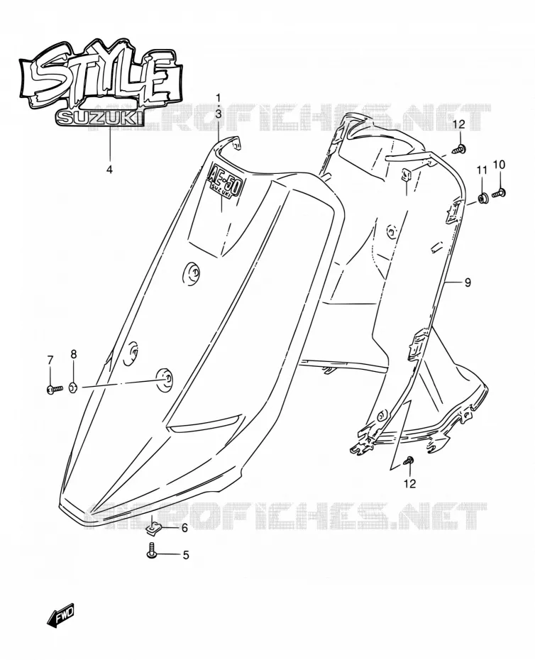 LEG SHIELD (MODELE L/M) Suzuki SCOOTER 50 AE 1991  AE50M(E24)
