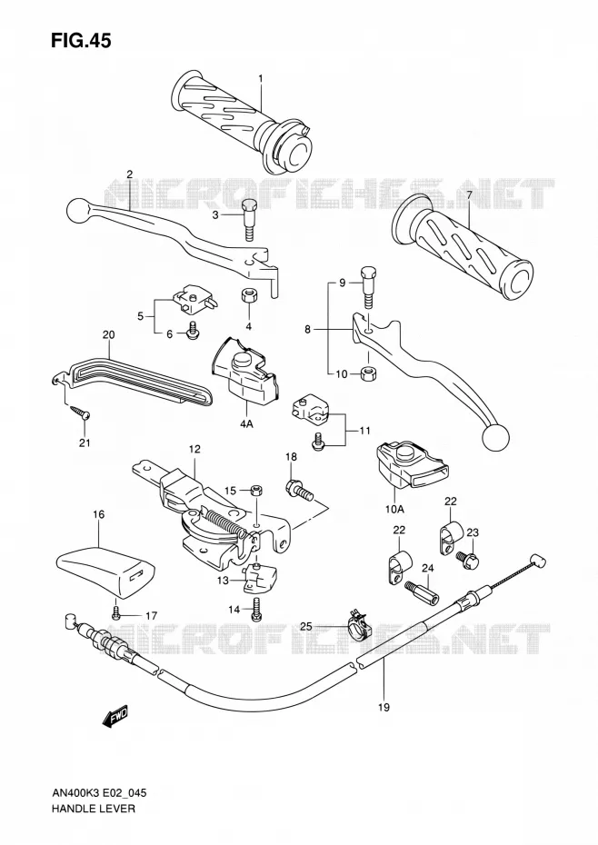 HANDGRIPS - LEVERS Suzuki SCOOTER 400 BURGMAN 2004  AN400 K4 (E02,E19,E54)
