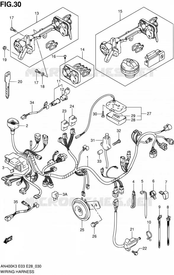 BEDRADING (MODELE K3/K4) Suzuki SCOOTER 400 BURGMAN 2004  AN400 K4 (E03,E28,E33)