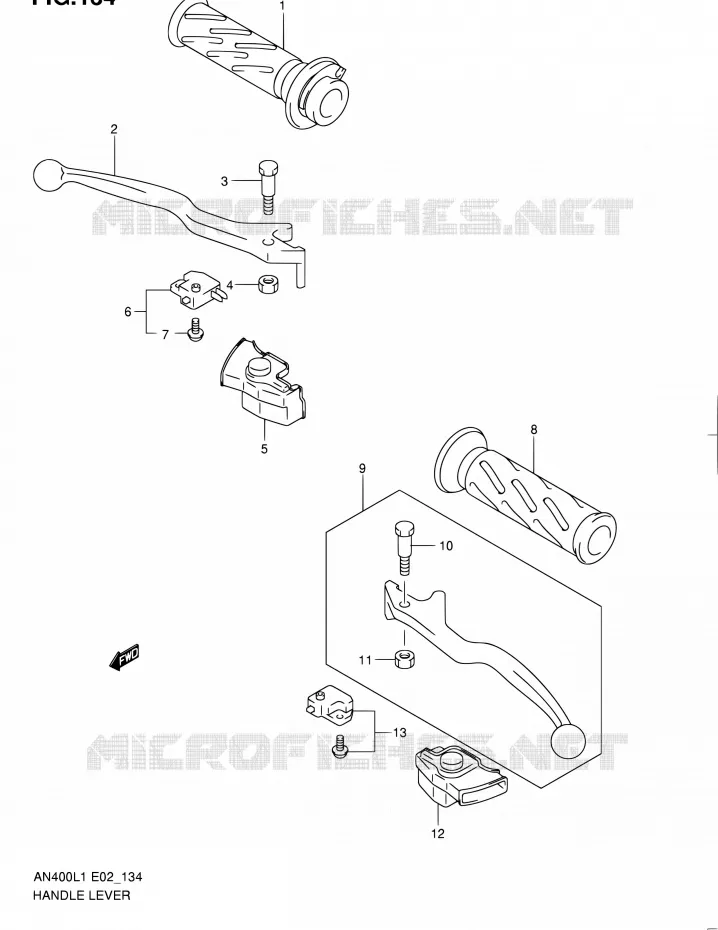 HANDGRIPS - LEVERS (AN400AL1 E24) Suzuki SCOOTER 400 BURGMAN 2011  AN400 L1 (E02,E19)