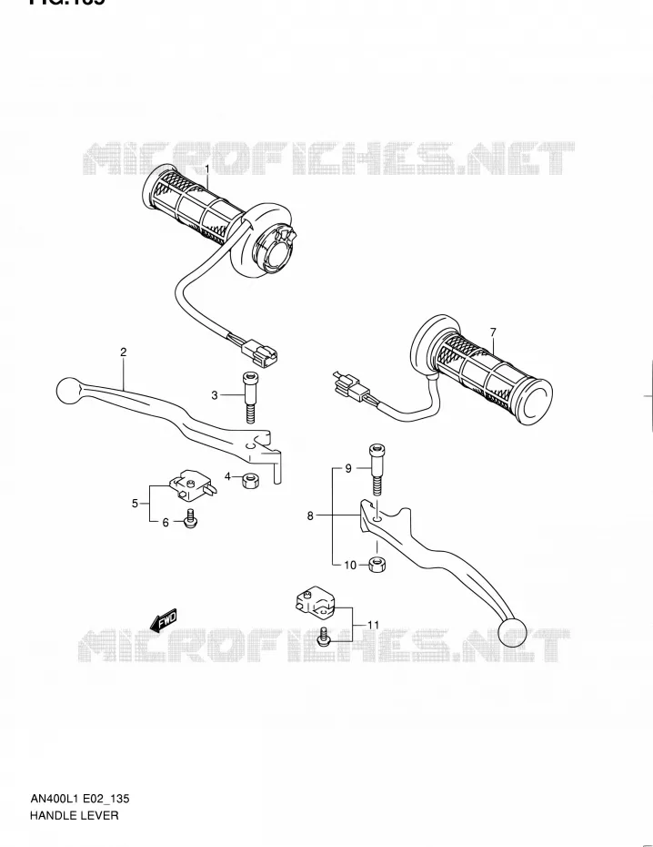 HANDGRIPS - LEVERS (AN400ZAL1 E19) Suzuki SCOOTER 400 BURGMAN 2012  AN400 L1 (E02,E19)