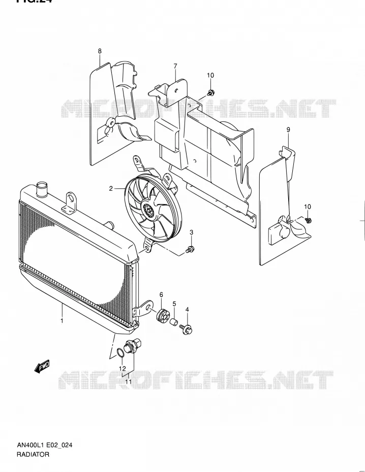 RADIATOR Suzuki SCOOTER 400 BURGMAN 2012  AN400 L1 (E02,E19)