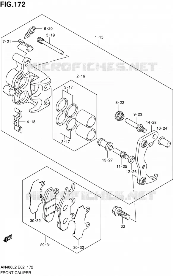 FRONT CALIPER Suzuki SCOOTER 400 BURGMAN 2012  AN400L2(E02,E19)