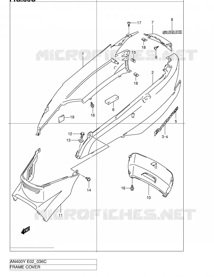 ACHTER KUIP  (MODELE K2) Suzuki SCOOTER 400 BURGMAN 2002  AN400K2(E2)