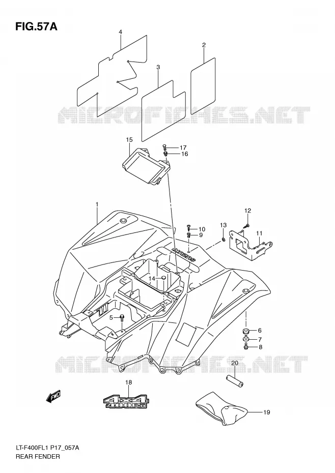 ACHTERSPATBORD (LT-F400FL1 P24) Suzuki QUAD 400 KINGQUAD 2011  LT-F400FL1(P17)
